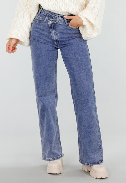 OP=OP.49.NL Denim Stretch Jeans met Kruislings Sluitdetail