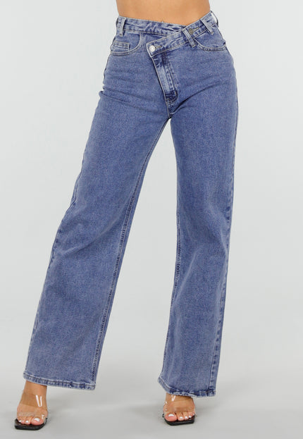 OP=OP.49.NL Denim Stretch Jeans met Kruislings Sluitdetail