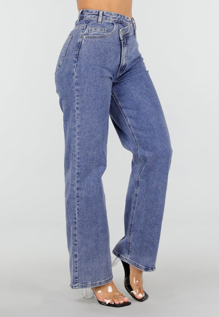 OP=OP.49.NL Denim Stretch Jeans met Kruislings Sluitdetail