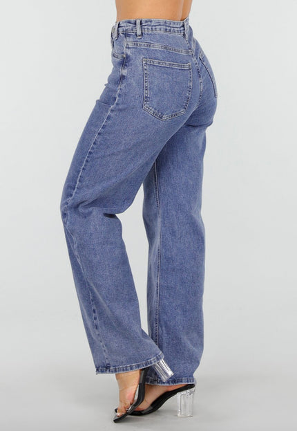 OP=OP.49.NL Denim Stretch Jeans met Kruislings Sluitdetail