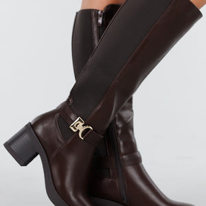 OP=OP.41.NL Donkerbruine Hoge Boots met Gesp