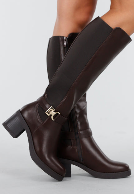OP=OP.41.NL Donkerbruine Hoge Boots met Gesp