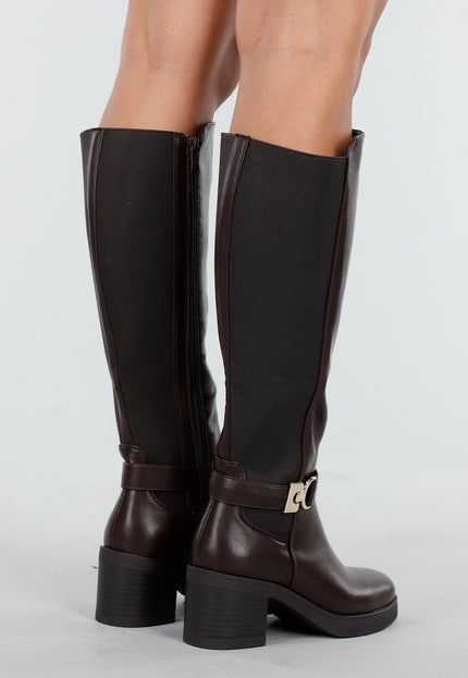 OP=OP.41.NL Donkerbruine Hoge Boots met Gesp