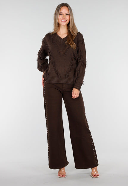 Redial Jeans Donkerbruine Stretch Jeans met Studs