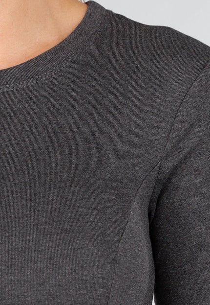 OP=OP.AV.10 Donkergrijze Stretch Maxi Jurk