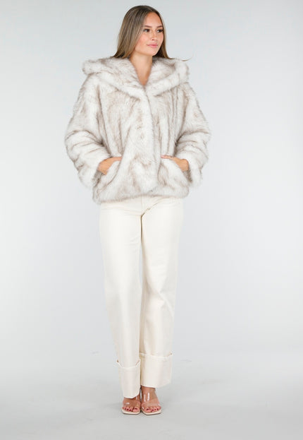 WINTER Faux Fur Jas Beige Kort