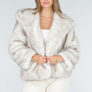 WINTER Faux Fur Jas Beige Kort