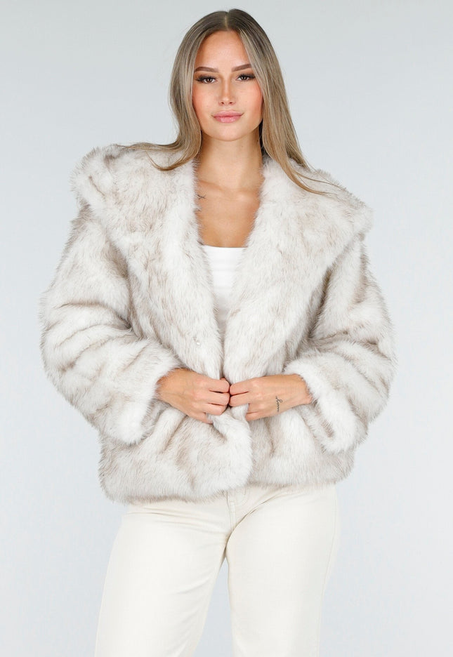 WINTER Faux Fur Jas Beige Kort
