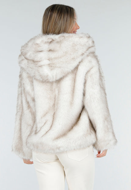 WINTER Faux Fur Jas Beige Kort
