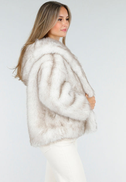 WINTER Faux Fur Jas Beige Kort