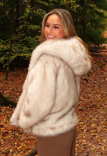 WINTER Faux Fur Jas Beige Kort