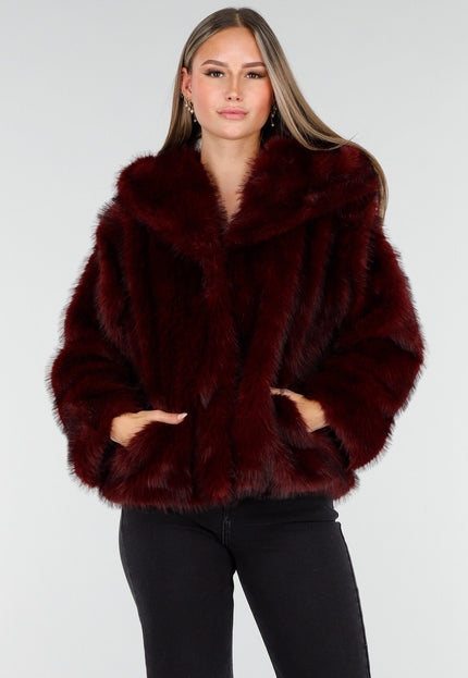 WINTER Faux Fur Jas Bordeaux Kort