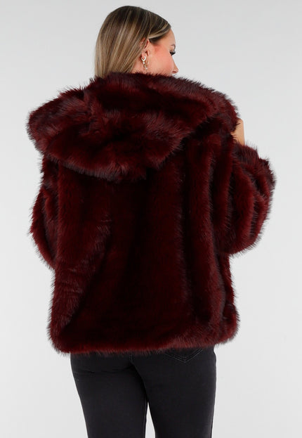 WINTER Faux Fur Jas Bordeaux Kort