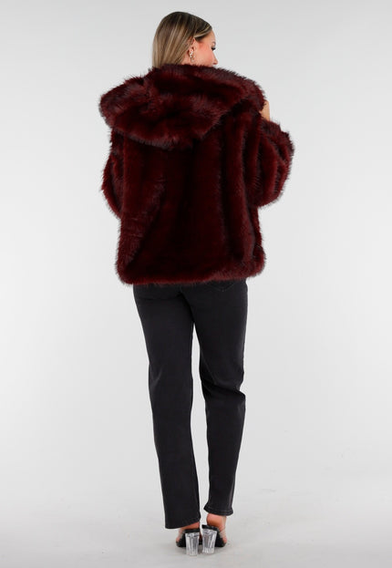 WINTER Faux Fur Jas Bordeaux Kort