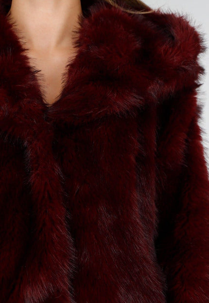 WINTER Faux Fur Jas Bordeaux Kort