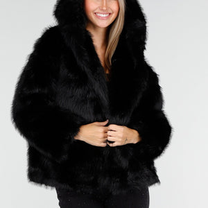 WINTER Bontjas Zwart Kort