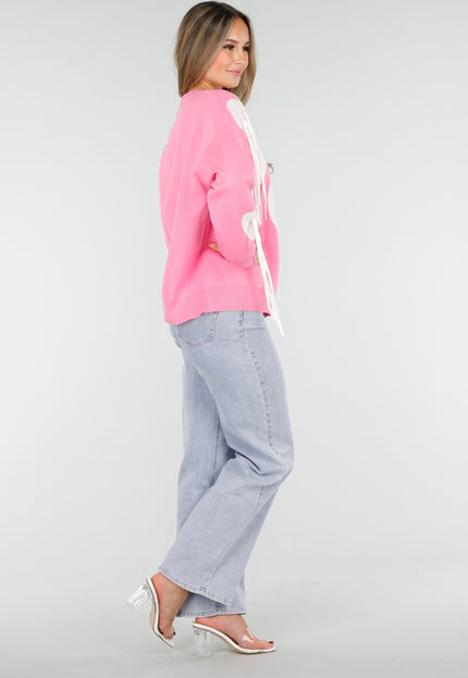 OP=OP.AV.10 Gebreide Sweater in Roze met Hartmotief