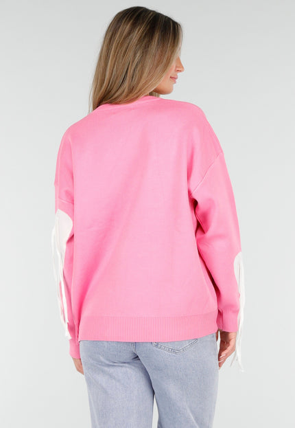 OP=OP.AV.10 Gebreide Sweater in Roze met Hartmotief