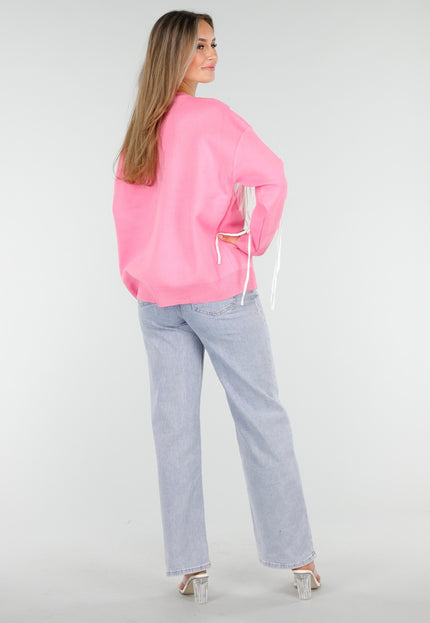 OP=OP.AV.10 Gebreide Sweater in Roze met Hartmotief