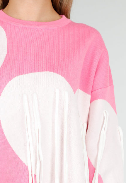 OP=OP.AV.10 Gebreide Sweater in Roze met Hartmotief