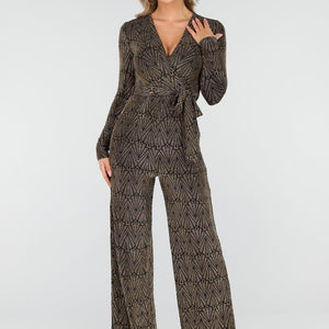 OP=OP.03.NL Gouden Jumpsuit met Glitterprint