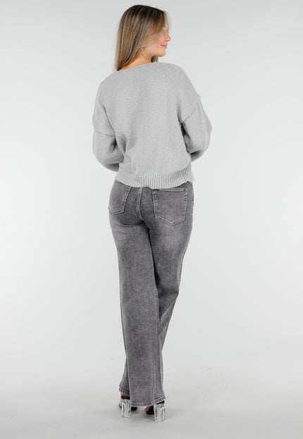 NEW170925 Grijs Gebreid Vest met Striksluiting