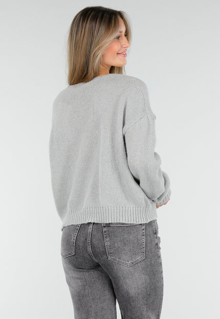 NEW170925 Grijs Gebreid Vest met Striksluiting