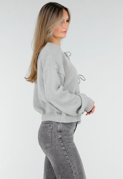 NEW170925 Grijs Gebreid Vest met Striksluiting