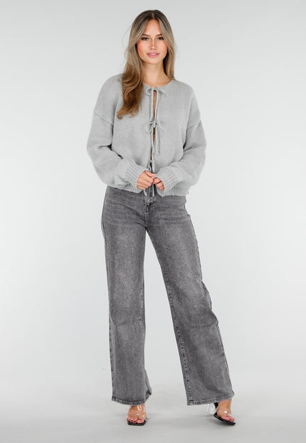 Redial Jeans Grijze Wide Leg Jeans met Glitter