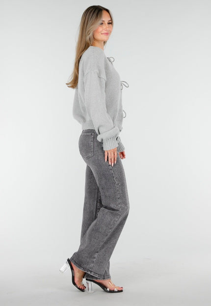 Redial Jeans Grijze Wide Leg Jeans met Glitter