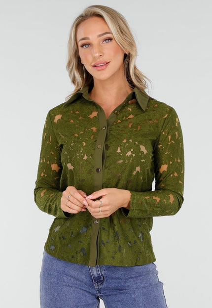 NEW170925 Groene Kanten Blouse