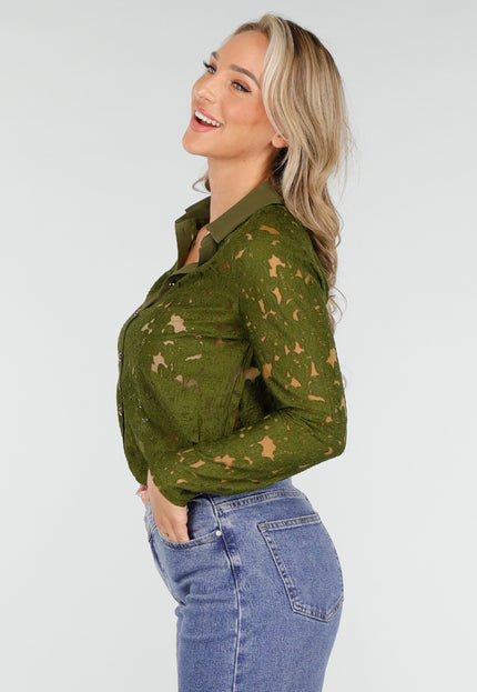 NEW170925 Groene Kanten Blouse
