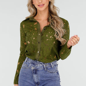 NEW170925 Groene Kanten Blouse