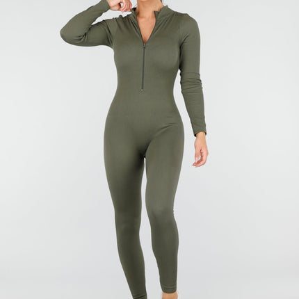 NEW170925 Groene Stretch Rib Jumpsuit