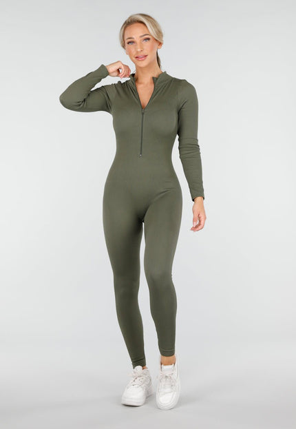 NEW170925 Groene Stretch Rib Jumpsuit