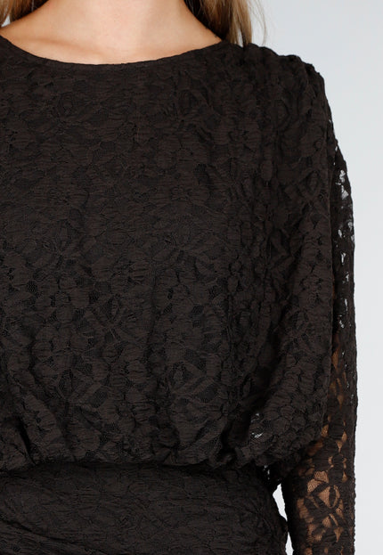 NEW170925 Korte Bruine Jurk met Kant