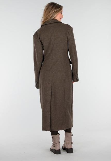 NEW170925 Lange Bruine Trenchcoat