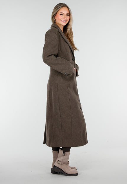 NEW170925 Lange Bruine Trenchcoat