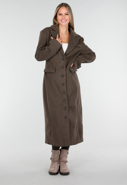 NEW170925 Lange Bruine Trenchcoat