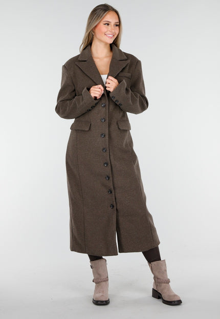 NEW170925 Lange Bruine Trenchcoat