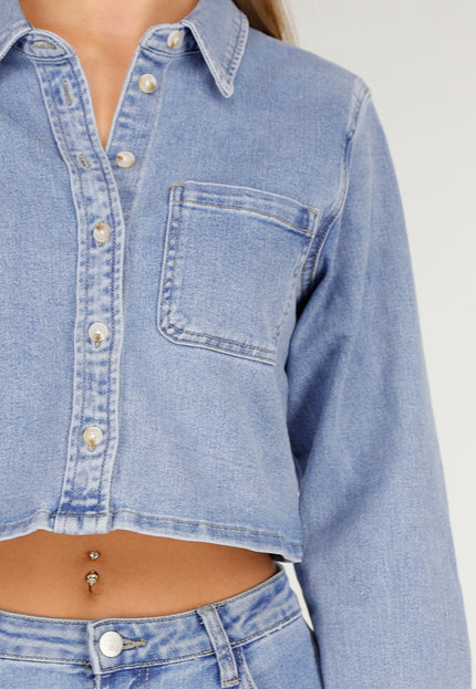 Redial Jeans Lichtblauwe Spijker Crop Blouse