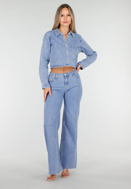 Redial Jeans Lichtblauwe Spijker Crop Blouse