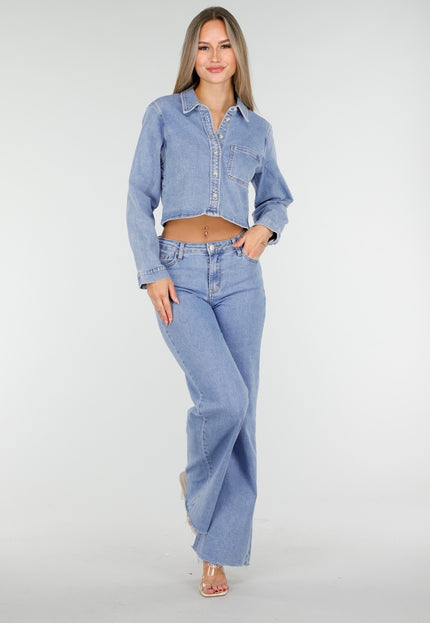OP=OP.10.NL Lichtblauwe Stretch Wide Leg Jeans