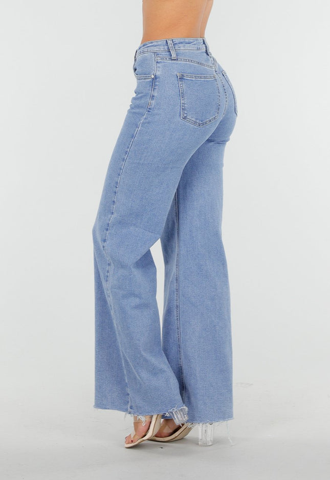 OP=OP.10.NL Lichtblauwe Stretch Wide Leg Jeans