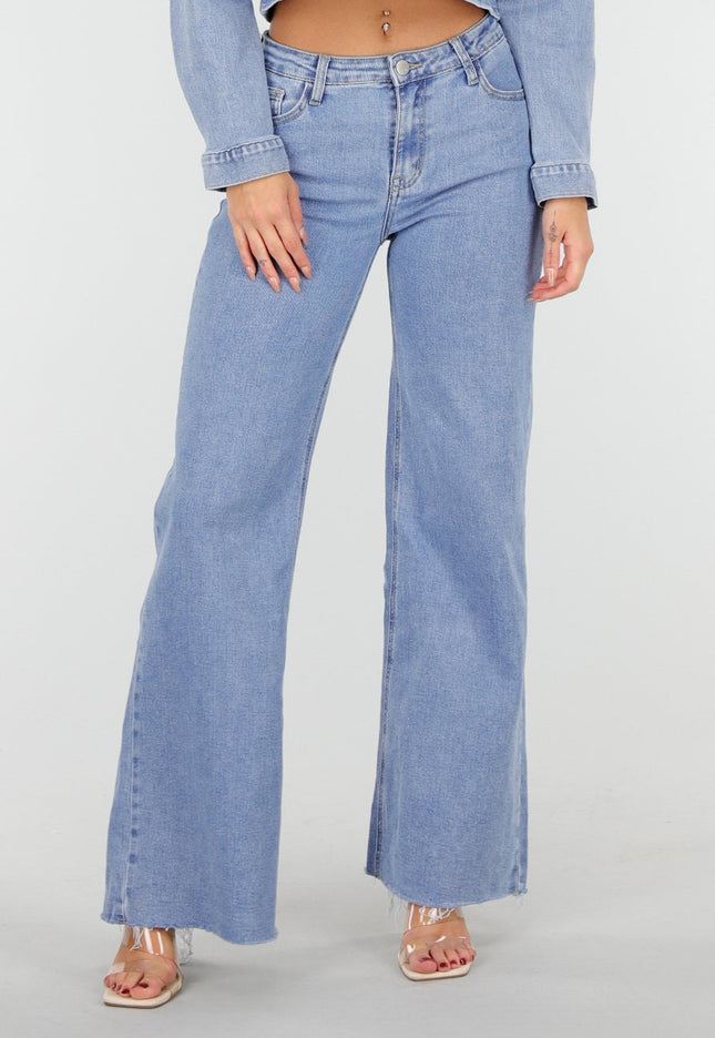 OP=OP.10.NL Lichtblauwe Stretch Wide Leg Jeans