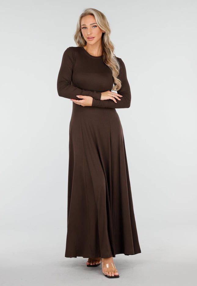 NEW170925 Maxi Jurk in Donkerbruin