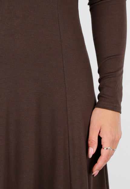 NEW170925 Maxi Jurk in Donkerbruin