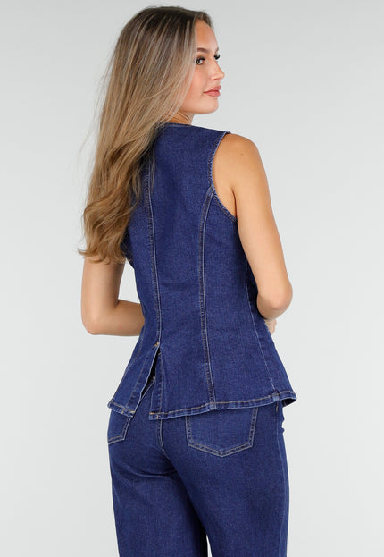 Redial Jeans Peplum Denim Top Met Knopen