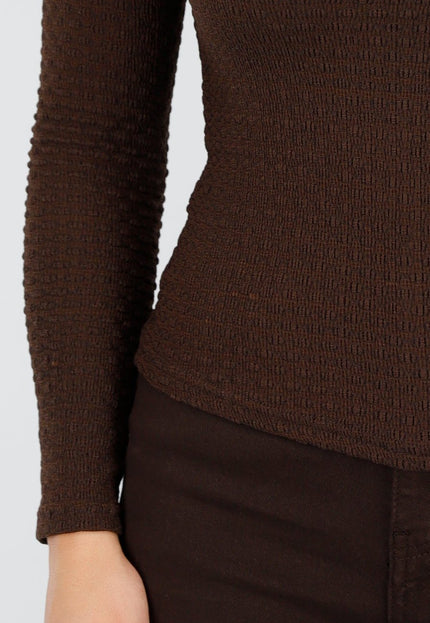 NEW170925 Stretch Top Donkerbruin