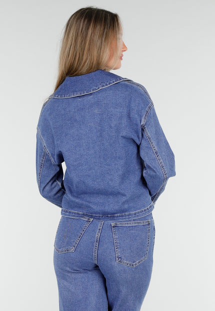 Redial Jeans Denim Top met Halve Rits